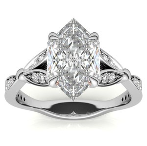Bague de Fiançailles Vintage de Luxe en Moissanite Marquise Néerlandaise, Sertie à Griffes, en Argent Sterling 925 Plaqué Or Blanc, pour Mariage et Promesse - Product Image 1