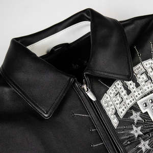 Veste de motard en cuir imperméable, réversible, coupe-vent, écologique, pour l'hiver, style varsity, pour homme, mode vintage, personnalisable - Product Image 3
