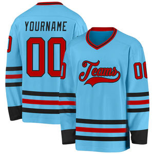 Ropa Deportiva Unisex Personalizada, Ecológica e Impermeable para Adultos, Jersey de Hockey sobre Hielo Personalizado para Hombre, Cuello en V, Azul Claro, Rojo, Azul Marino - Product Image 2