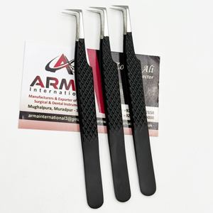 Pinzas Profesionales para Extensión de Pestañas, Tipo L, con Recubrimiento Negro Mate, Punta Plateada, Volumen para Pestañas, Sostenibles, Gran Venta - Product Image 2
