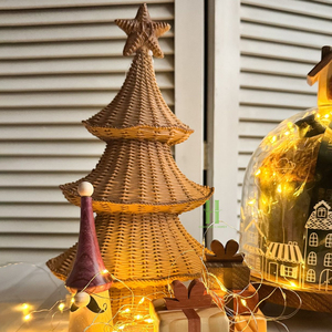 2026 Mejor Soporte de Árbol de Navidad Boho de Ratán Hecho a Mano Ecológico al por Mayor con Adorno de Estrella, de Fibra Natural, para Decoración Navideña de Sala de Estar - Product Image 4