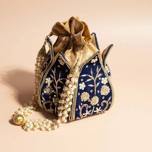 Bolsa de mano tipo Potli con cordón, bordada y con cuentas, personalizada, para fiestas nocturnas, bodas, para guardar joyas y cosméticos. - Product Image 2