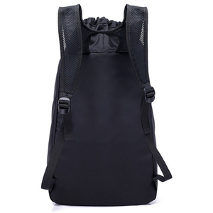 Black Nylon <b>Drawstring</b> Sports <b>Backpack</b> 30-40L Capacity with Mesh Shoulder Straps for Outdoor Activities - Product Image 4