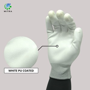 Guantes Mitra Gekko Grip Blancos con Recubrimiento de PU, Forro de Poliéster, Textura de Microdiamantes en Relieve, Puño de Punto, Antideslizantes y Antiestáticos - Product Image 2