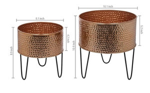 Macetas y macetas de hierro decorativas de cobre con patrón redondo, soporte de jardín interior hecho a mano, decoración de maceta al por mayor - Product Image 5