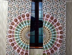 Peacock Mandala Printed Cotton Wall Hanging Curtain Door <b>Window</b> Valance Drape Handmade Multiple Color By Indian Consigners - Product Image 4