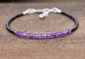 Natural Black Spinel Amethyst Bracelet Sterling Silver Handmade Gemstone Jewelry Gift For Women - Product Image 4