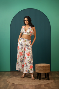 Conjunto de Pantalones y Top Corto con Volantes, Estampado Floral, Estilo Veraniego y Fresco, Marca Sukoon Breezy |   Ropa de Uso Diario para Mujer, Ligera, Cómoda y Elegante - Product Image 5