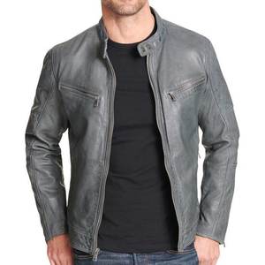 Veste grise personnalisée à logo très vendue pour hommes, vestes en cuir vintage pour hommes, veste streetwear, veste d'hiver de haute qualité, adaptée à toutes les saisons - Product Image 4