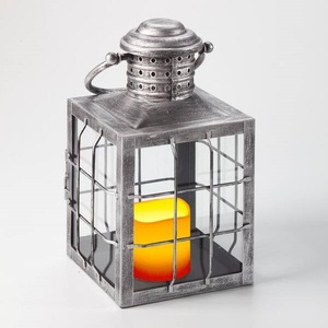 Lanterne en fer noir galvanisé avec poignée pour la maison, la ferme, la décoration de Noël, lanternes à bougies faites à la main en solde - Product Image 5