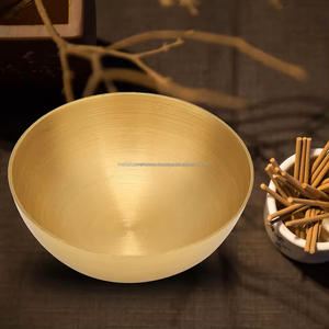 Juego de vajilla redonda pulida de latón puro, cuencos para servir seguros para alimentos para sopa, fideos, uso doméstico, proveedor directo - Product Image 3