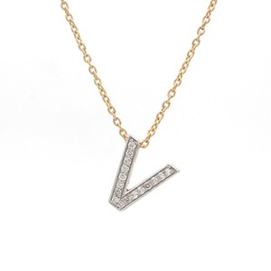 14K Yellow Gold 0.10 Ct SI/H Diamond Initial V <b>Charm</b> Pendant Necklace Jewelry - Product Image 2