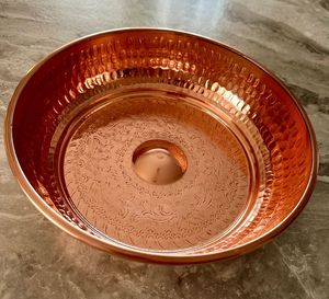 Bassin de pédicure en cuivre pur fait main, rond et martelé, pour spa des pieds, décoration d'intérieur, bain de pieds en cuivre pour table - Product Image 6