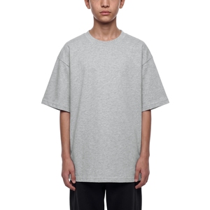 Camiseta Gris Personalizada de Algodón Grueso, Estilo Oversize con Hombros Caídos, para Hombre, Color Gris Jaspeado, Estilo Urbano - Product Image 1