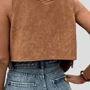 Women Vintage Western <b>Fringe</b> Vest Leather Cowboy Sleeveless <b>Jacket</b> Suede Tassel Rodeo Festival Fashion Premium OEM Wear - Product Image 2