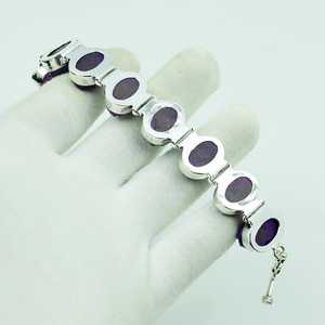 Pulsera de plata de ley 925 con drusa de amatista, hecha a mano, ovalada, estilo boho, joyería con drusa, pulsera de piedras preciosas naturales para mujer - Product Image 5