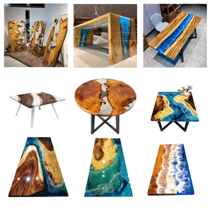 Mesa de oficina de resina epoxi de madera maciza con efecto río, mesa de comedor transparente de resina epoxi y madera maciza, superventas - Product Image 6