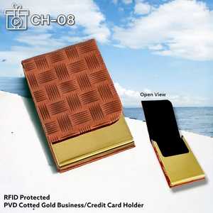 Porte-cartes de visite professionnel en acier inoxydable et cuir PU métallisé, durable, pour hommes et femmes, de haute qualité, fait main - Product Image 6