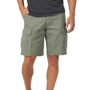 Men's Shorts Olive Green Cargo Shorts Mid Waist Cotton Casual Bermuda Style With Pockets Breathable Woven Fabric Button Fly ODM - Product Image 1