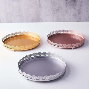 Bandeja decorativa antigua de oro, bandeja de servir de metal de lujo, bandeja rectangular tallada estilo real para té y café, para decoración del hogar, centro de mesa - Product Image 6