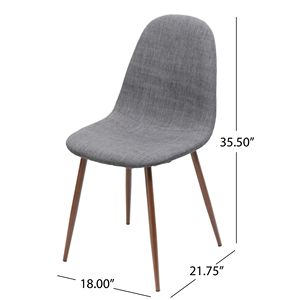 Set di 2 sedie da pranzo in tessuto grigio chiaro stile Mid-Century con gambe in metallo finitura noce scuro - Product Image 4