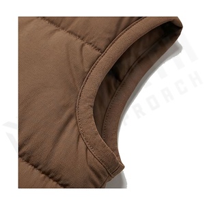 Gilet matelassé marron à col montant, fermeture éclair, rembourrage en polyester, vêtement d'hiver - Product Image 6