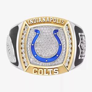 Anillo de Campeonato de los Indianapolis Colts, Totalmente Personalizado, Unisex, VVS, Estilo Hip Hop Clásico, Dos Tonos, Personalizado para Escuela Secundaria o Universidad, Plata de Ley - Product Image 1