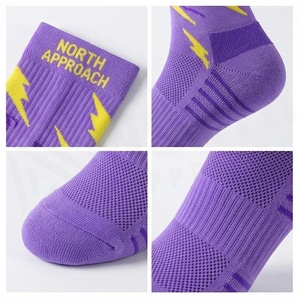 Crew <b>Socks</b> With Yellow Lightning Print Breathable <b>Running</b> <b>Socks</b> For Adults Summer Season - Product Image 4
