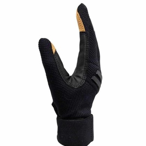 WARPRO INDUSTRY Black and Yellow Leather Batting Glove Ambidextrous <b>Hook</b> Loop Closure Durable Training Gear Unisex Adult Size M - Product Image 2