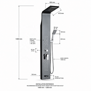 OSIS Multi-Function Wall Mounted Shower Panel Rainfall Hand Shower Soft Body Jets <b>Brushed</b> Stainless Steel Modern Design Hotel - Product Image 3