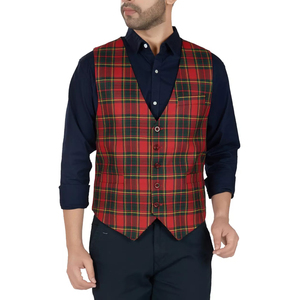 Chaleco a cuadros de tartán prémium para hombre, chaleco ajustado para padrinos de boda y fiestas, chaleco vintage a cuadros de tartán para hombre - Product Image 4