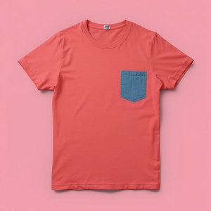 T-shirt à manches courtes en coton épais 320G avec poche, décontracté, personnalisable OEM/ODM - Product Image 3