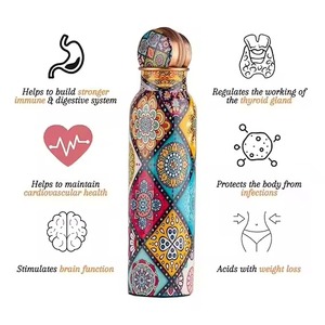 Botella de Agua de Cobre Puro con Diseño Antiderrames sin Juntas, Impresa a Color, para Hogar, Oficina y Viajes, Venta al por Mayor desde India - Product Image 5