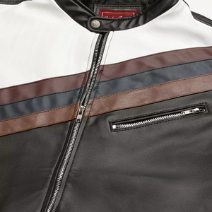 Chaqueta de Cuero para Hombre con Bloques de Color, Manga Larga, Estilo para Todas las Estaciones, Ropa de Motociclista Personalizada, Prendas de Cuero para Motocicleta - Product Image 5