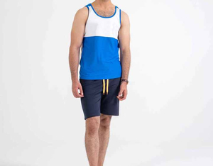 Nouveau design – Débardeur homme color-block col rond en maille respirante, style sportif, bleu uni et blanc, en polyester, pour tenue décontractée - Product Image 5