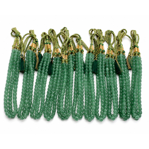 Collier Mala unisexe en perles de quartz fraise vertes à facettes, multirangs, en pierres précieuses, idéal pour les occasions festives - Product Image 1