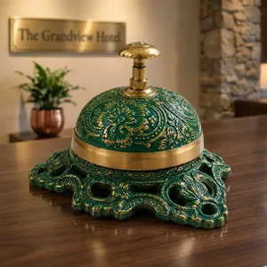 Cloche en laiton pour bureau, table, comptoir et réception, cloche d'appel décorative de style antique pour hôtel, restaurant, bureau, service client - Product Image 2