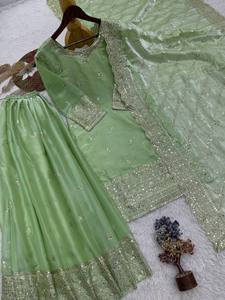 presernting New Ready To Wear Spacial Fancy Design Heavy Embroidery And Sequence Work <b>Top</b> - Plazzo With Dupatta - Product Image 2
