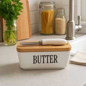 Boîte de rangement élégante pour cuisine avec couvercle en bois pour l'organisation moderne de la maison et la présentation sur comptoir - Product Image 5