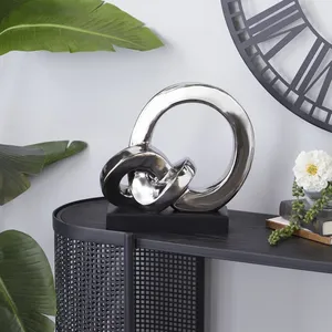 Contemporary Silver Plated Stainless Steel Circular Sculpture Art Decor for Home Decoration - Product Image 6