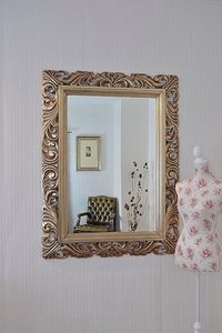 Gold Resin Eco-Friendly Wall Mirror with Framed Edge Carved Design Rectangular Shape 5.0mm Thickness for Home Decor - Product Image 4