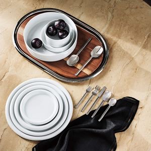 Wholesale Luxury Oval Acacia Wood Serving Tray Bulk Hotel Platter with Elegant Polished Silver Metal Border Modern Home Decor - Product Image 3