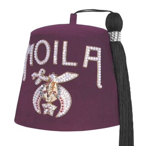 Chapeau Fez OES personnalisé blanc pur, casquette maçonnique brodée de l'Ordre de l'Étoile d'Orient avec pompon doré, couvre-chef de régalia fraternelle - Product Image 4