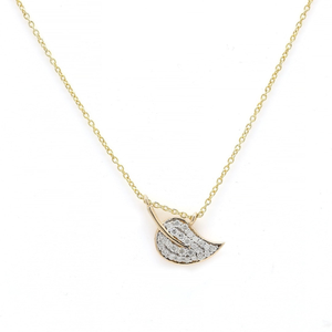 Women's 14K Yellow Gold Rhodium Plated Round Brilliant Cut Diamond Leaf Chain Necklace IGI Certified VS1 Clarity Wedding - Product Image 3