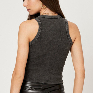 T-shirt côtelé extensible doux et respirant en coton tricoté uni, léger et confortable pour femme, idéal au quotidien, avec boutons - Product Image 6