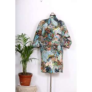 Kimono Nuevo con Estampado Floral, Mangas Tres Cuartos, Transpirable, Suave, Diseño Reversible, Cinturón, Lujoso, Vintage, Primavera Otoño, para Mujer - Product Image 6