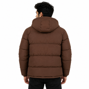 OEM Wholesale Men's Vintage Style <b>Winter</b> Coat Thick Hood Padded Design Sheep Fur <b>Leather</b> Zipper Men's <b>Jacket</b> Outdoor Streetwear - Product Image 3