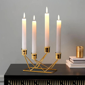 Juego de 4 Portavelas Cónicos de Hierro Dorados, Diseño Nuevo, Hechos a Mano, Duraderos, Decoración para el Hogar, Portátiles, para Navidad y Bodas - Product Image 5