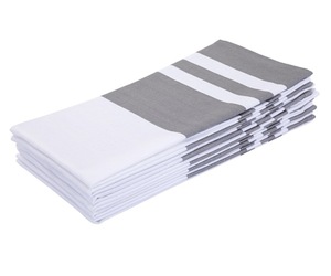 Ensemble de torchons de cuisine en coton rayé, fil teint écologique, blanc avec bords colorés, rectangulaires, tissés, lavables en machine pour usage domestique - Product Image 6