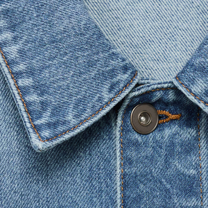 Veste en jean unisexe premium pour hommes et femmes, coupe ample, style streetwear, délavée à l'acide, effet usé, haute qualité, vente en gros - Product Image 4